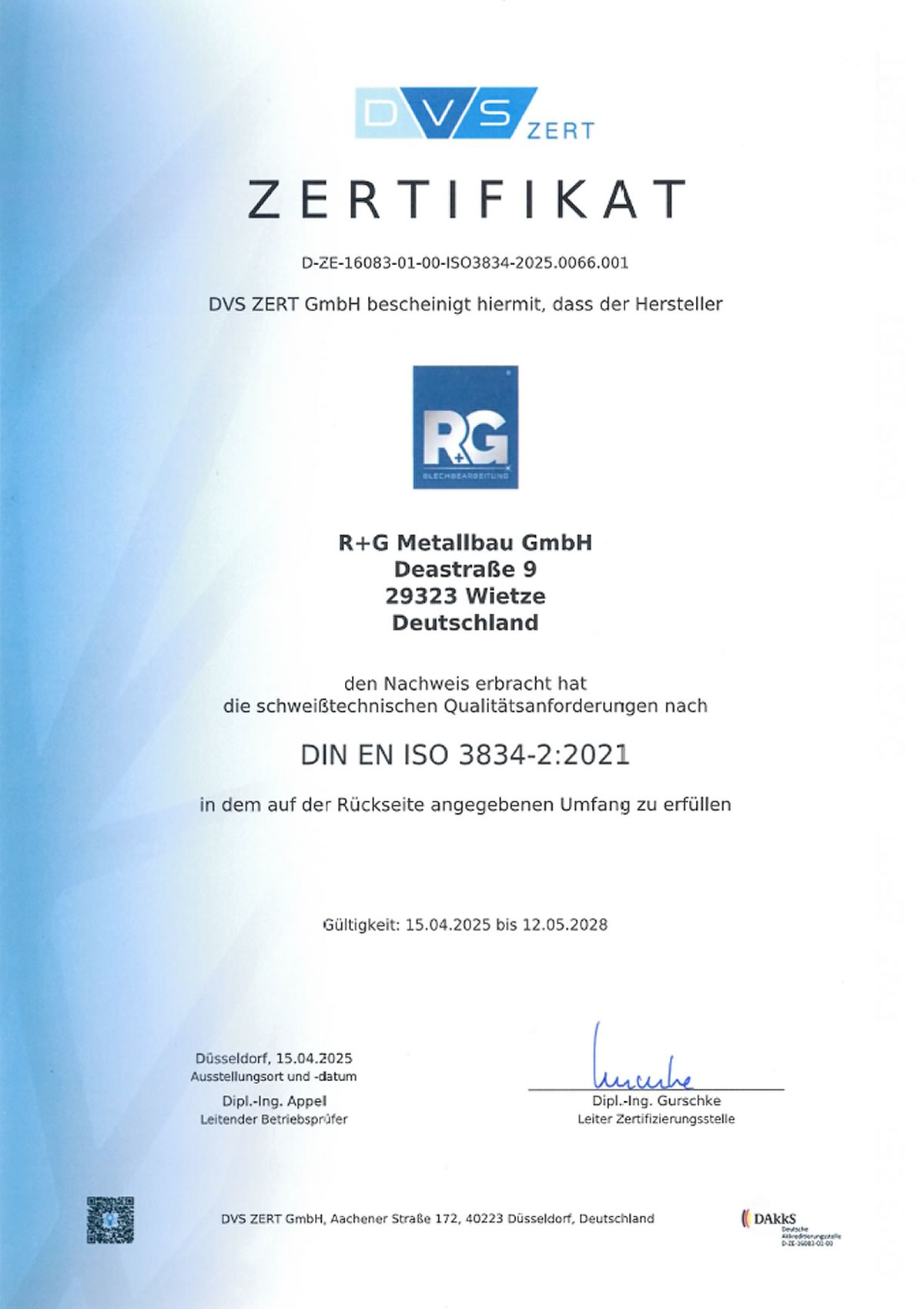 Deutsch: Zertifikat D-ZE-16083-01-00-ISO3834-2025.0066.001