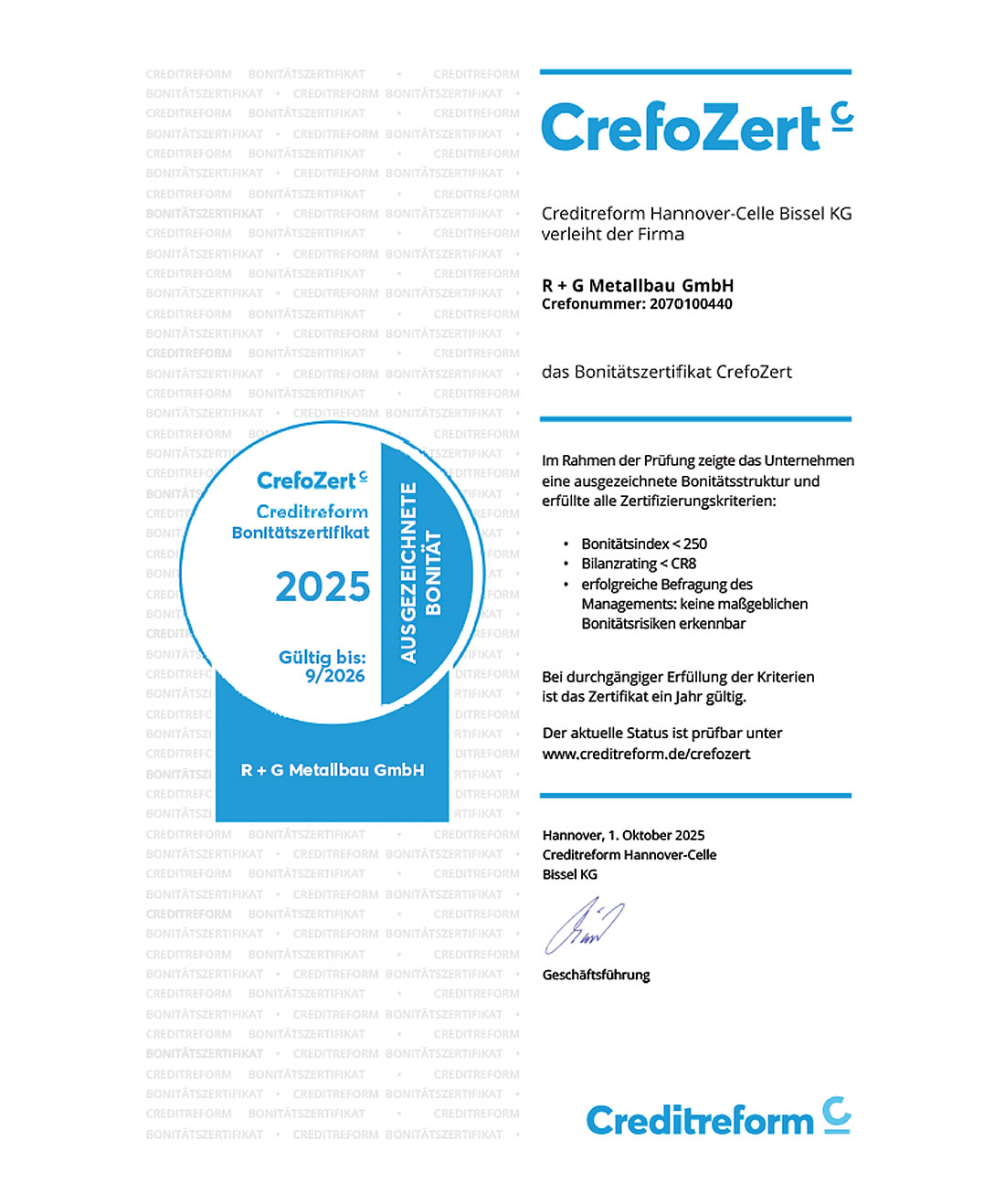 Deutsch: Zertifikat Creditreform